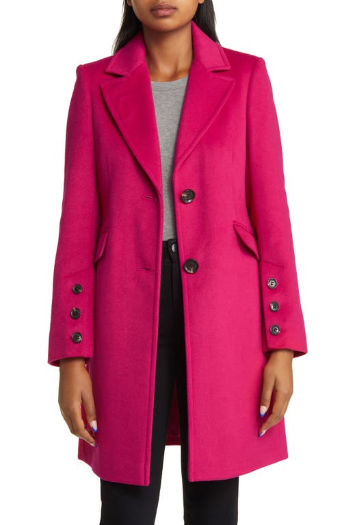 Shop Sam Edelman Reefer Single Breasted Wool Blend Twill Jacket In Magenta