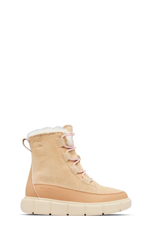 Sorel Kids' Explorer Iii Faux Fur Waterproof Boot In Ceramic/ Dazed Mauve