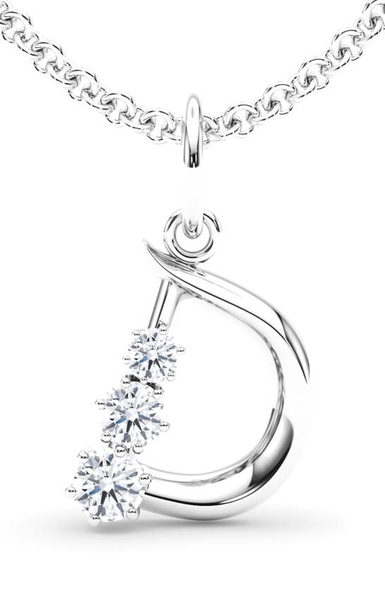 Hautecarat Graduated Lab-created Diamond Initial Letter Pendant Necklace In D - 18k White Gold
