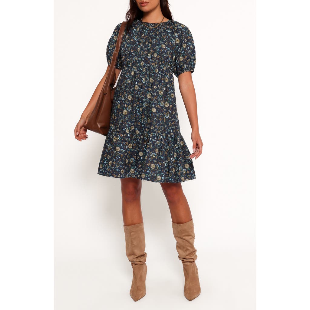 Petal And Pup Petal & Pup Tasmin Floral Short Sleeve Cotton Dress In Black