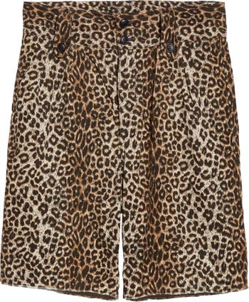 Coronel Leopard Print Cotton Blend Shorts