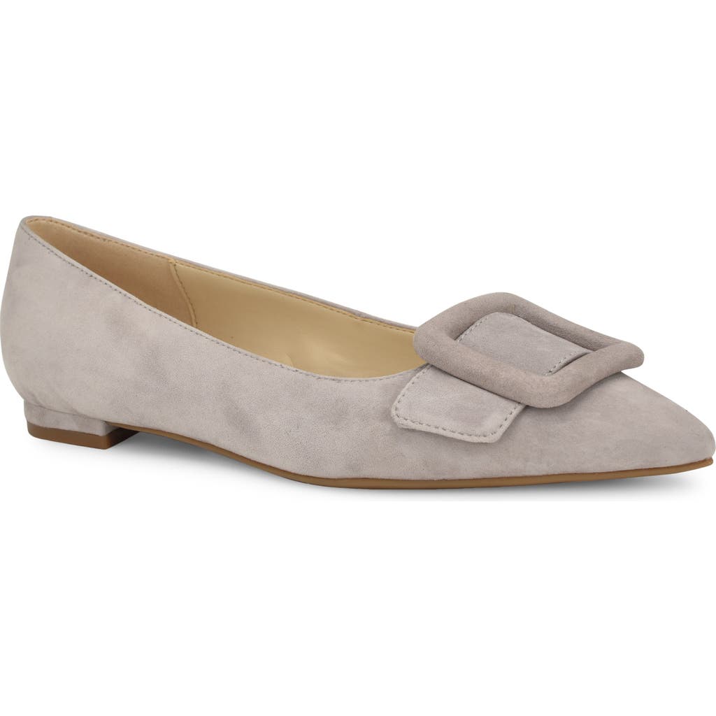 Nine West Jesike Womens Embellished Suede Ballet Flats In Light Grey