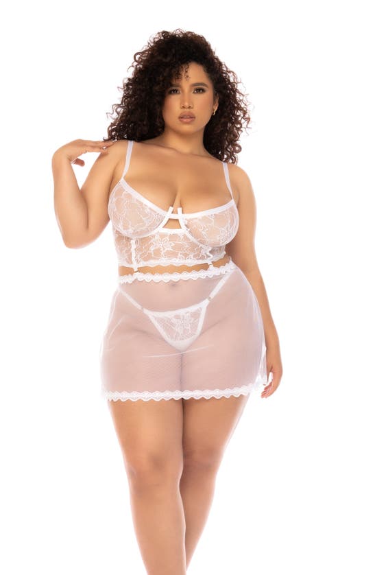 Mapalé Mapale 2-in-1 Bustier, Skirt & Thong Set In White