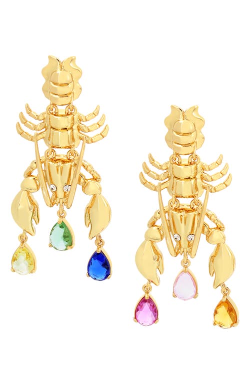Lobster Crystal Statement Drop Earrings in Multi
