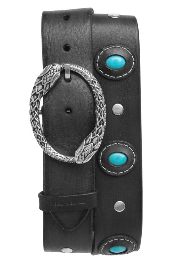 Icon Trade Services Stone Embellished Double Snake Buckle Belt In Black