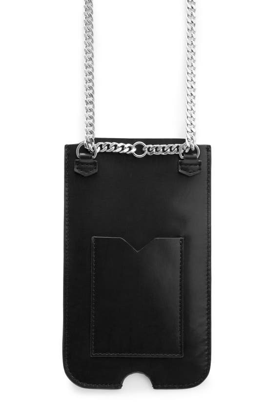 Shop Allsaints Cybelle Access Leather Phone Holder On A Lanyard In Black