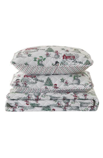 Woven & Weft Winter Snowman Quilt & Sham Set In Winter Wonderland