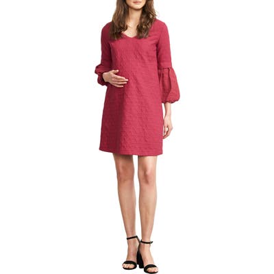 Maternal America Bubble Sleeve Maternity Shift Dress, Purple