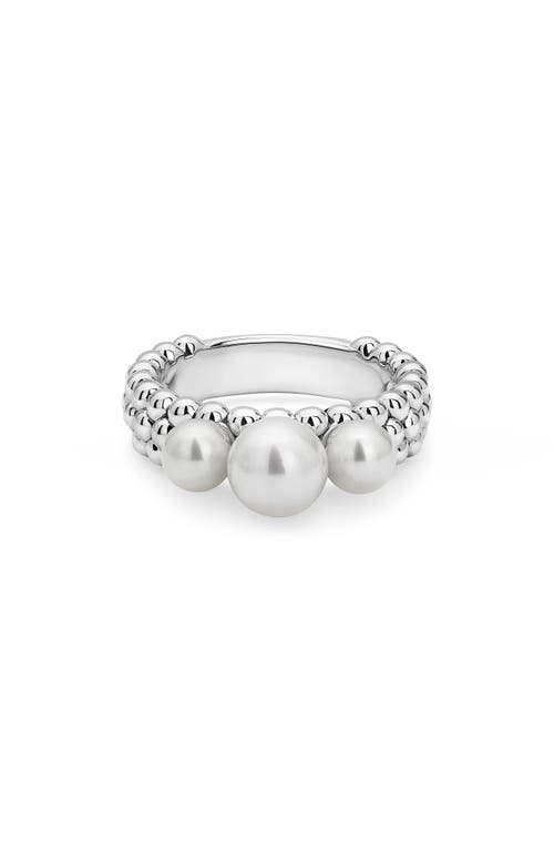 Shop Lagos Luna Pearl Caviar Band Ring In Silver/pearl