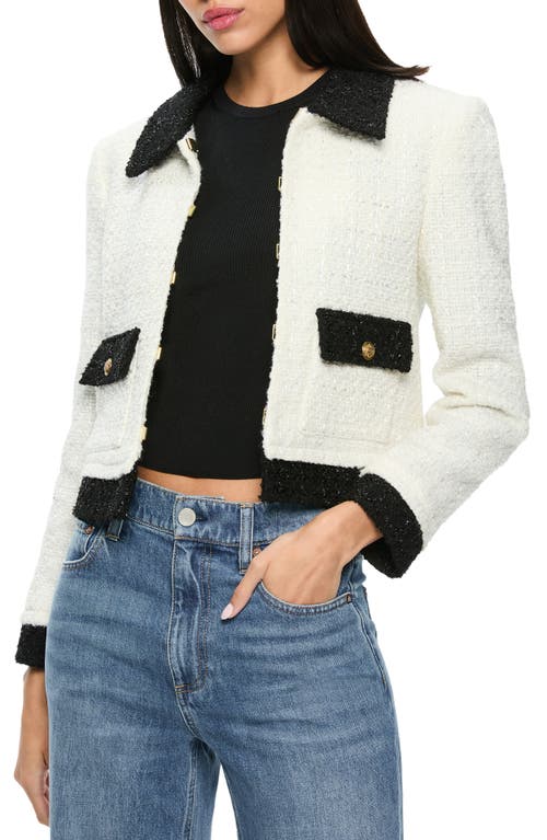 Shop Alice And Olivia Alice + Olivia Topher Metallic Tweed Jacket In Off White/black