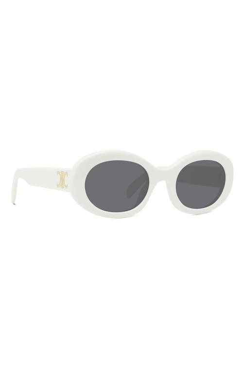 Celine Cl40194u Triomphe 25a Sunglasses In Shiny Solid Ivory/smoke
