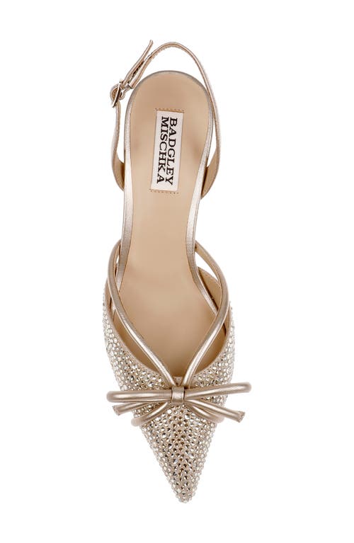 Badgley Mischka Collection Angelina Slingback Pointed Toe Kitten Heel Pump In Champagne Leather
