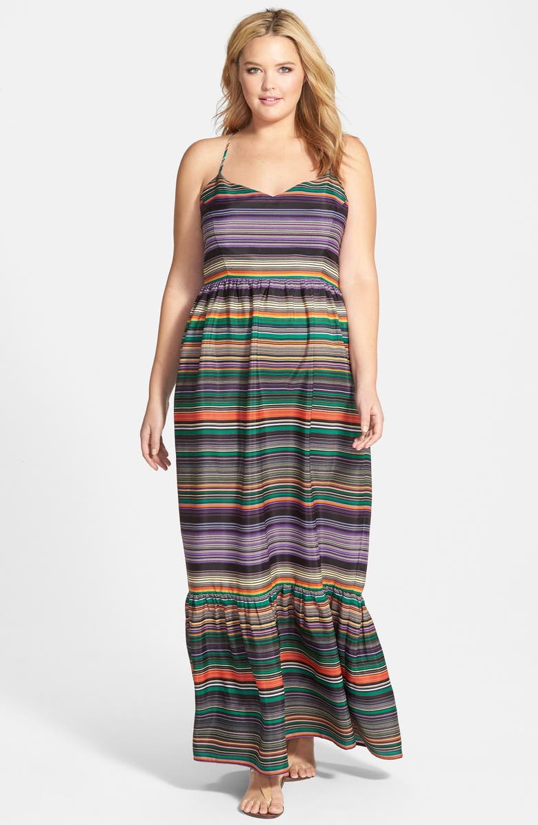 Felicity & Coco Multi Stripe Crêpe de Chine Maxi Dress (Plus Size ...