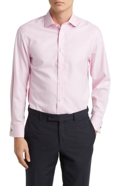 Slim Fit Non-Iron Solid Twill Dress Shirt in Pink