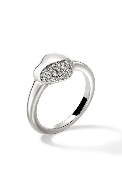 John Hardy Pebble Heart Diamond Ring in Silver at Nordstrom