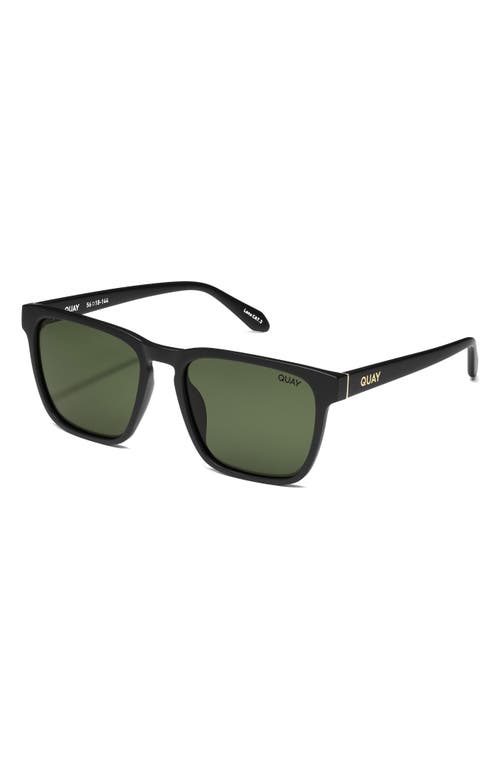 Shop Quay Unplugged 45mm Polarized Square Sunglasses In Matte Black/green Polarized