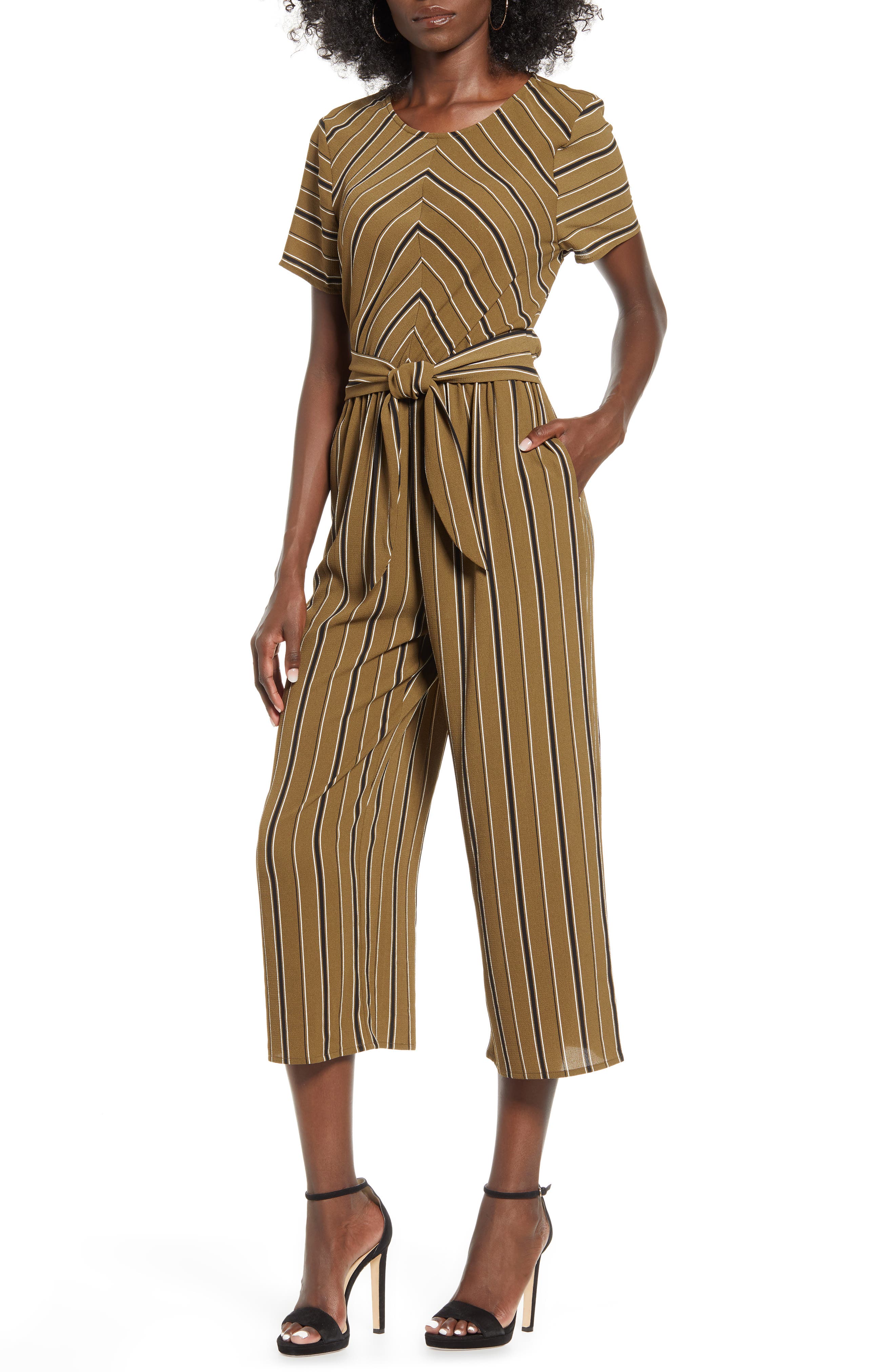 Speechless Bubble Crepe Stripe Jumpsuit Nordstrom