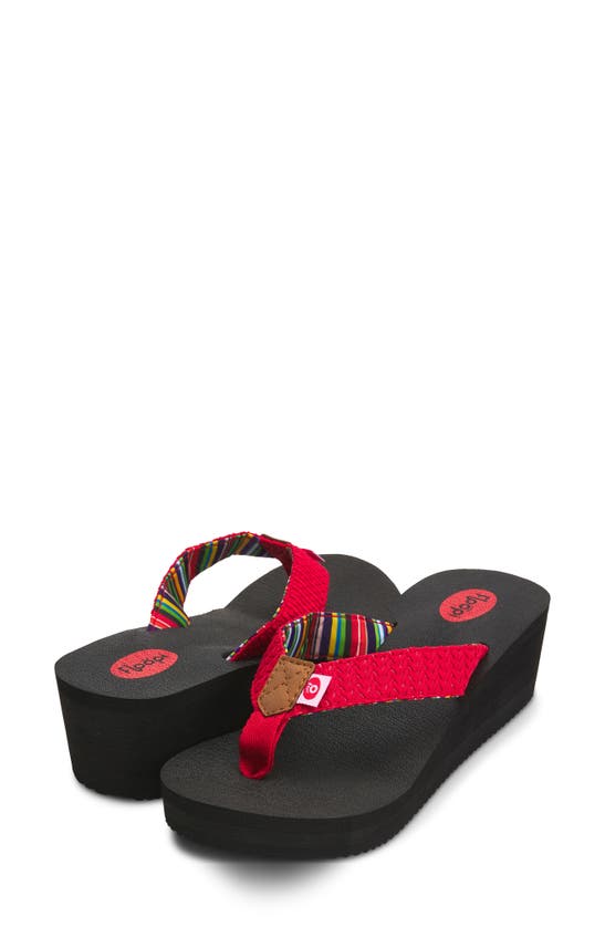 Shop Floopi Comfort Sponge Wedge Sandal In Red