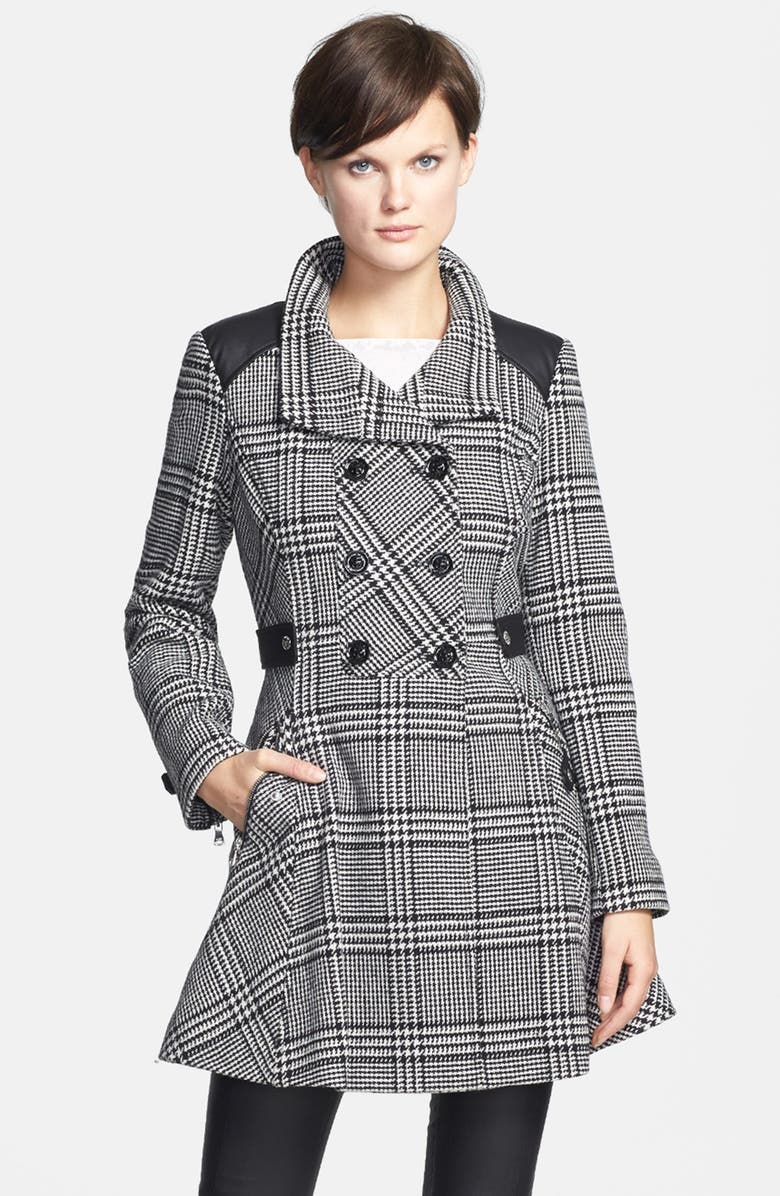 GUESS Houndstooth Plaid Coat | Nordstrom