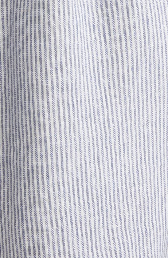 Shop Caslon Stripe Long Sleeve Linen Blend Romper In Blue Vintage Leah Stripe