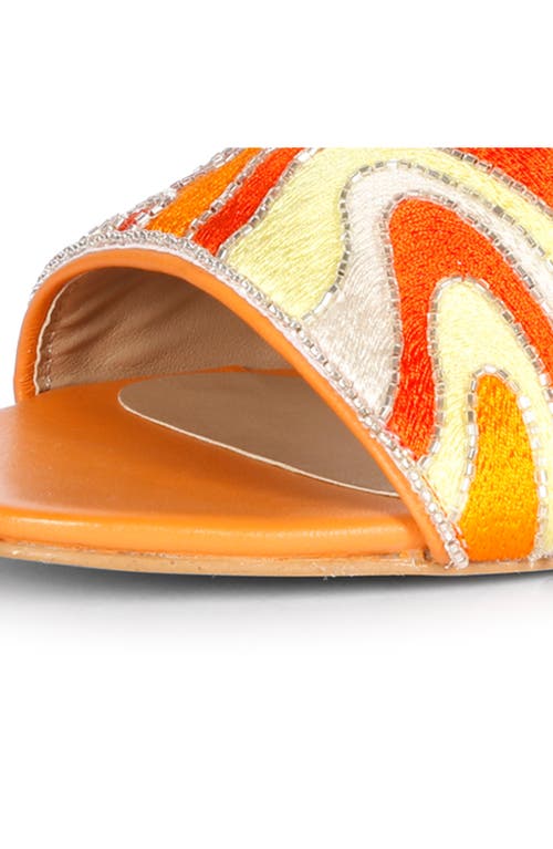 Saint G Rina Kitten Heel Slide Sandal In Multi Orange