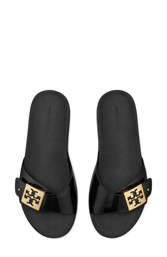 Tory Burch Buckle Slide Sandal In Perfect Black / Gold
