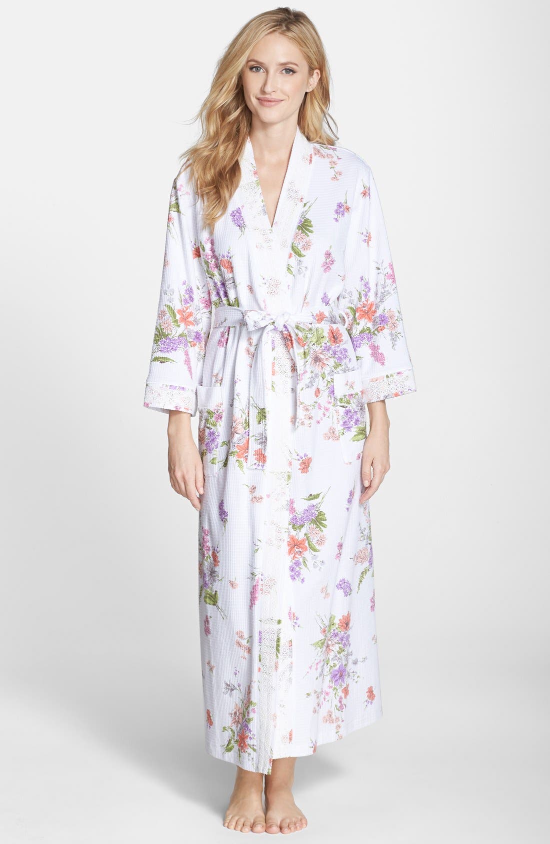 Carole Hochman Designs 'Windswept Flowers' Waffle Knit Long Robe
