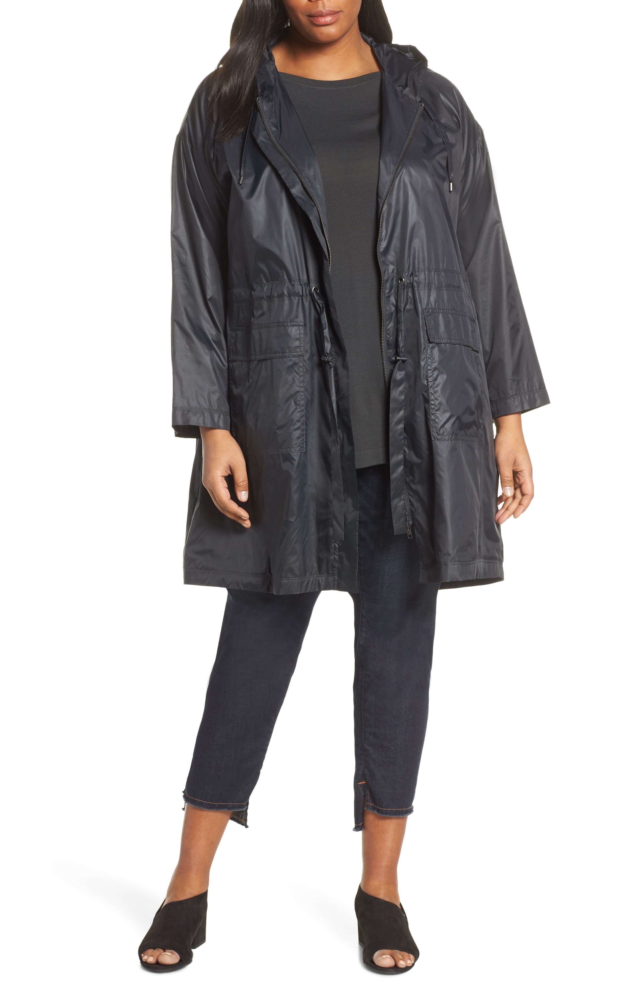 eileen fisher hooded puffer coat