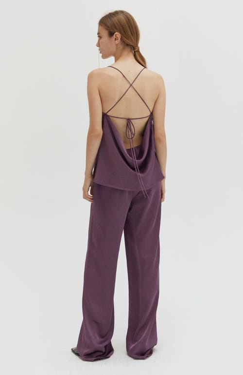 Shop Crescent Textured Wide Leg Satin Pants In Fig