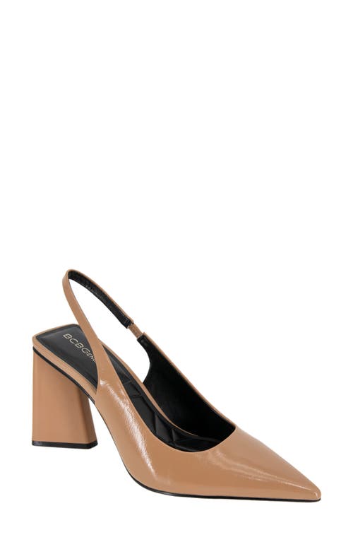 Trina Pointed Toe Slingback Pump in Tan Patent