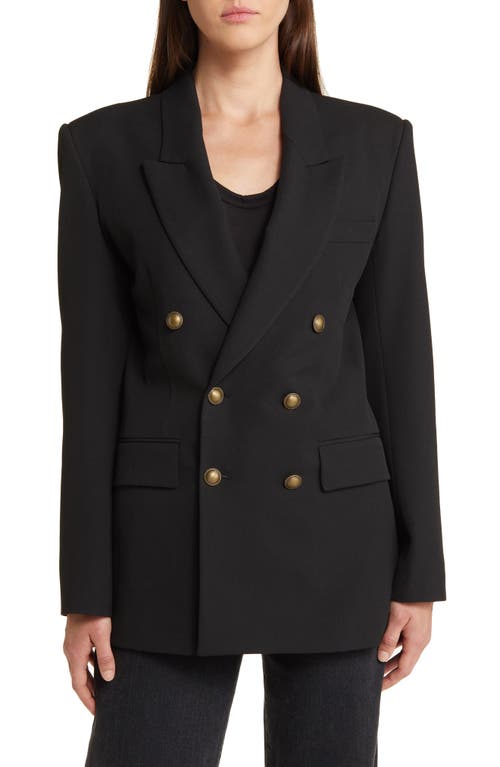 Frame Womens Black Double-breasted Slim-fit Woven Blazer In Black