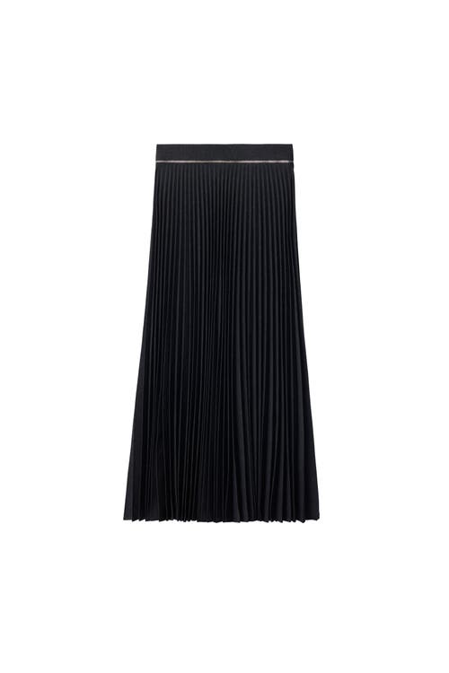 Shop Burberry Pleated Stretch Wool Skirt In Brisk