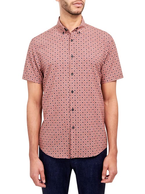 Brooklyn Brigade Medallion Print Recycled 4-way Stretch Performance Short Sleeve Shirt In Red