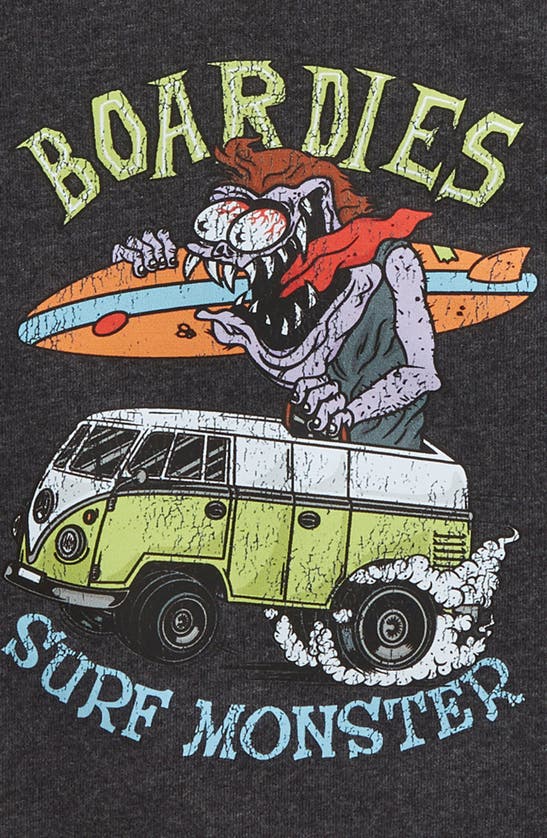 Shop Boardies Kids' Surf Monster Organic Cotton Blend Graphic T-shirt In Stonewash Grey