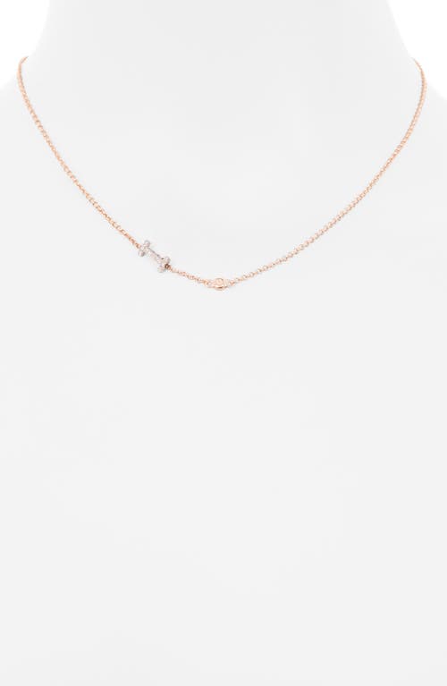 Meshmerise Bezel Diamond Initial Chain Necklace In Rose-i