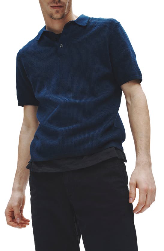 Shop Rag & Bone Harvey Relaxed Polo In Blue