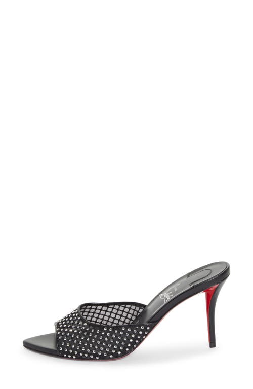 Shop Christian Louboutin Apostropha Crystal Beaded Pointed Toe Slide Sandal In Black-cry/black