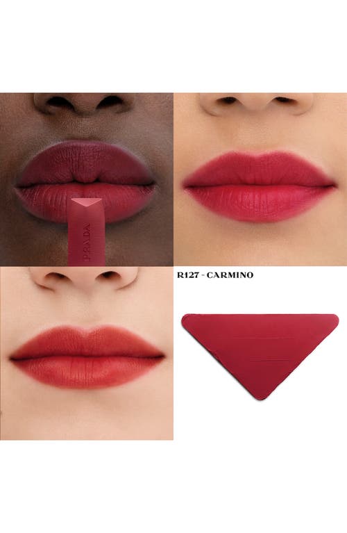 Prada Monochrome Soft Matte Refillable Lipstick In R127 Carmino - Warm Red
