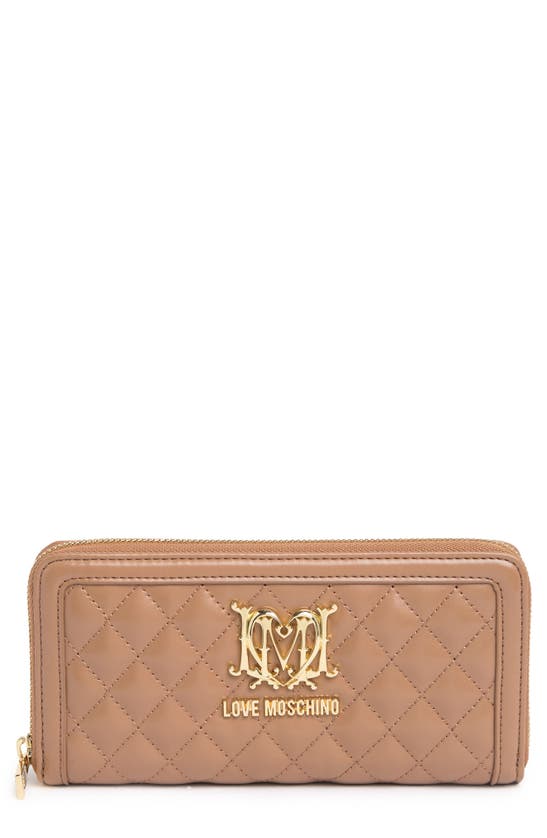Love Moschino Portafogli Quilted Nappa Wallet In Cammell