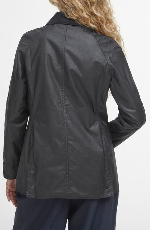 Barbour Beadnell Water Resistant Waxed Cotton Jacket In Black