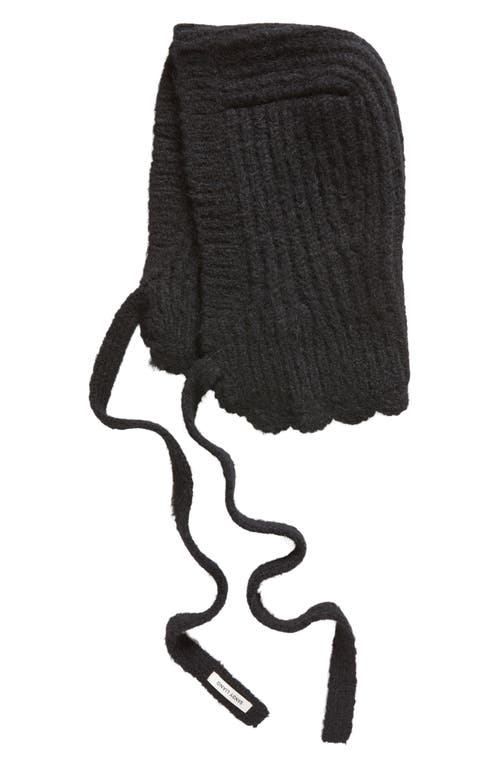 Bonnet Rib Wool & Alpaca Blend Balaclava in Black
