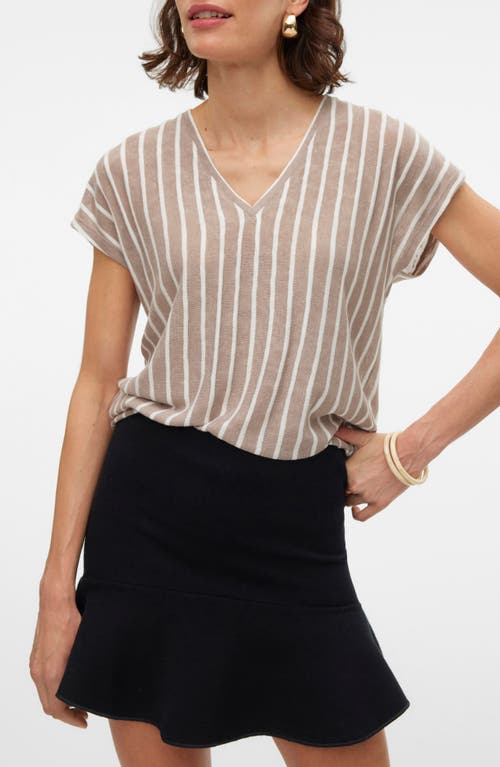 VERO MODA Lana Stripe V-Neck T-Shirt Moon Rock Stripessnow White at Nordstrom,