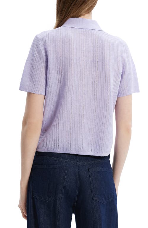 Shop Theory Neo Crop Knit Polo In Soft Iris