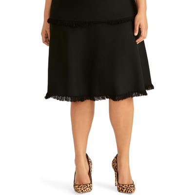Plus Size Rachel Roy Collection Fringe Fit & Flare Sweater Skirt, Black