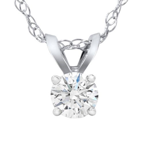 Bliss Diamond 1/4 Carat Solitaire Lab Grown Diamond Pendant 14k Gold In 14k White Gold