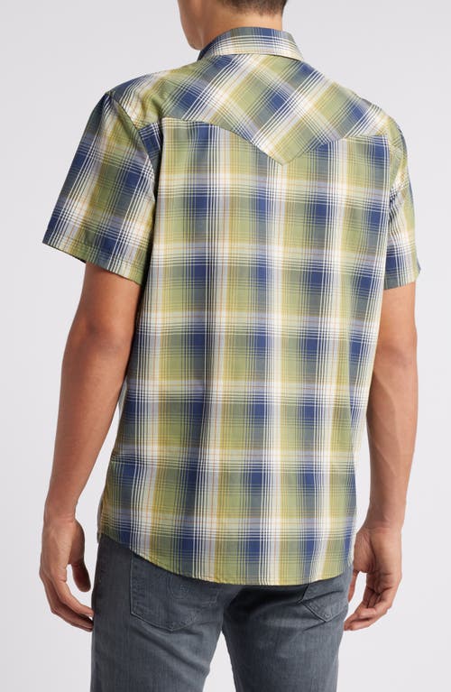 Shop Pendleton Frontier Plaid Short Sleeve Snap-up Western Shirt In Green/navy Plaid