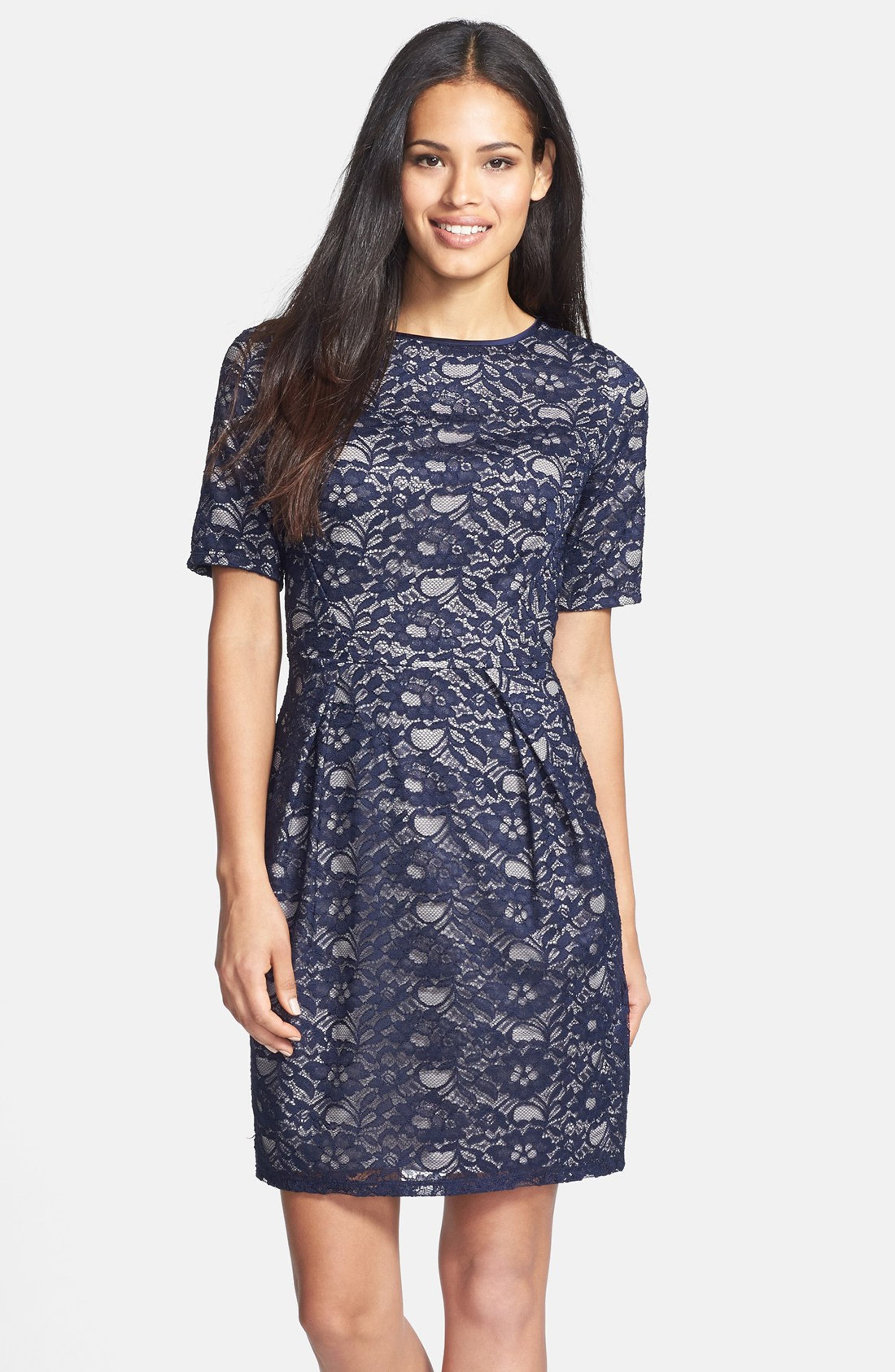 Donna Ricco Lace Overlay Shift Dress | Nordstrom