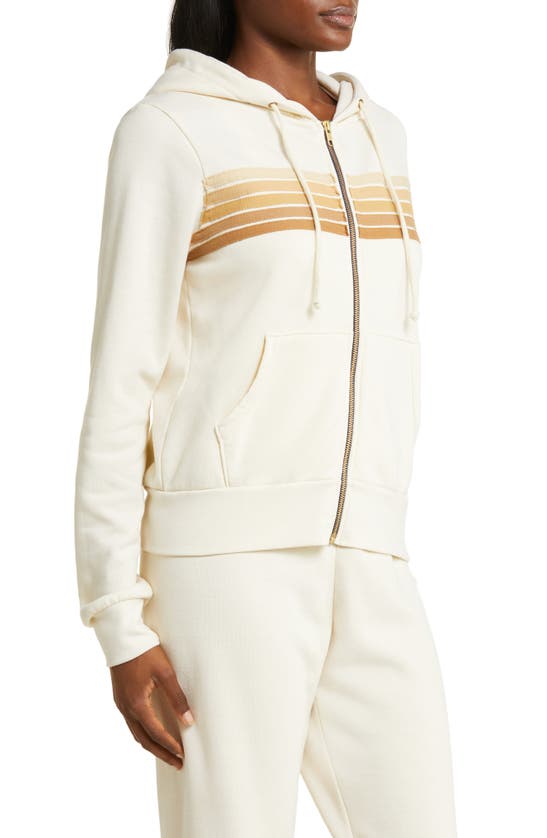 Shop Aviator Nation 5-stripe Zip Hoodie In Vintage White/ Tan