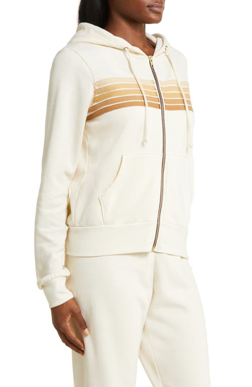 Shop Aviator Nation 5-stripe Zip Hoodie In Vintage White/tan