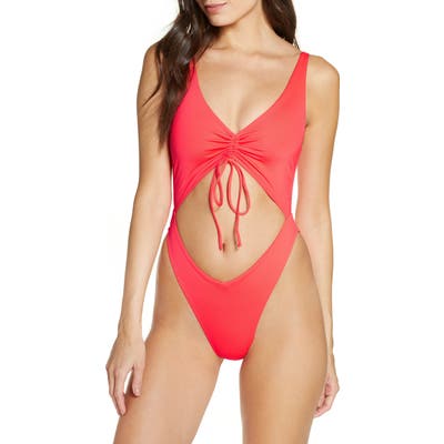 Frankies Bikinis Emma Cutout One-Piece Swimsuit, Pink